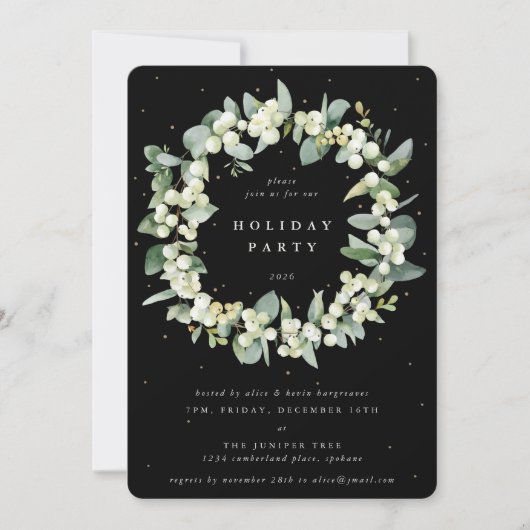 Black Snowberry + Eucalyptus krans feestdag Kaart (Voorkant)