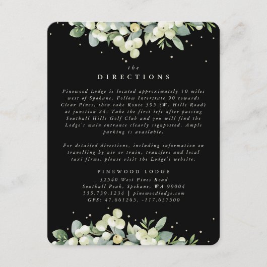 Black Snowberry+Eucalyptus Rand Routebeschrijving Informatiekaartje (Voorkant)