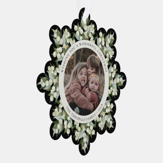 Black Snowberry+Greenery Christmas Paper Ornament Kaart (Rechts)