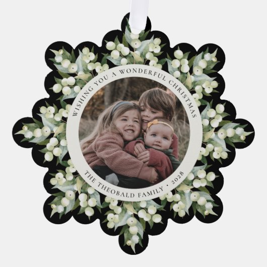 Black Snowberry+Greenery Christmas Paper Ornament Kaart (Voorkant)