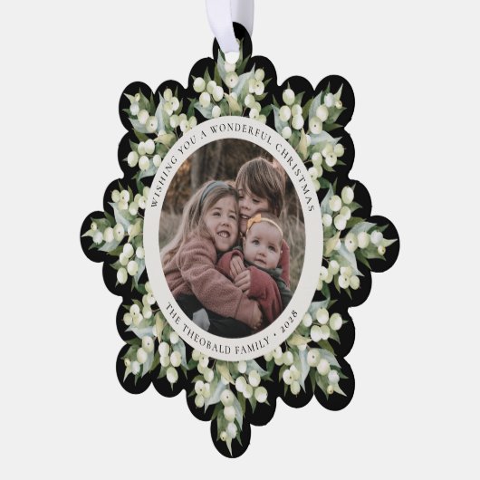 Black Snowberry+Greenery Christmas Paper Ornament Kaart (Links)