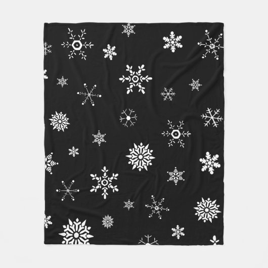 Black Snowflake Fleece Deken (Voorkant)