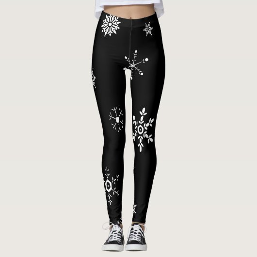 Black Snowflake Leggings (Voorkant)