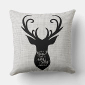 Black Snowflake/Reindeer Burlap Pillow Kussen (Achterkant)