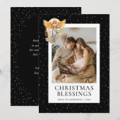 Black Snowy Angel Christmas Blessings Photo Feestdagenkaart (Voorkant / Achterkant)