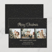 Black Snowy Merry Christmas 3 Foto Feestdagenkaart (Voorkant / Achterkant)