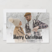 Black Snowy Photo Merry-kerstkaarten Feestdagenkaart (Voorkant)