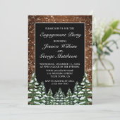 Black Snowy Wood & Forest Country Engagement Party Kaart (Staand voorkant)