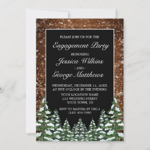 Black Snowy Wood & Forest Country Engagement Party Kaart