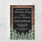 Black Snowy Wood & Forest Country Pine Verjaardag Kaart (Voorkant)