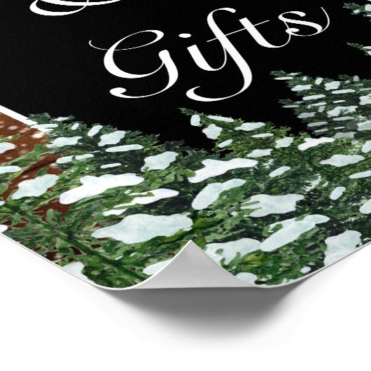 Black Snowy Wood & Forest Kaarten Gifts Wedding Poster (Hoek)