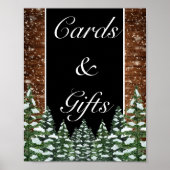 Black Snowy Wood & Forest Kaarten Gifts Wedding Poster (Voorkant)