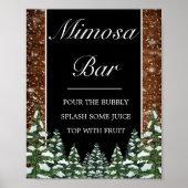 Black Snowy Wood & Forest Mimosa Bar Weddenschap Poster (Voorkant)