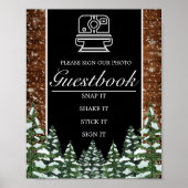 Black Snowy Wood & Forest Photo Book Weduwen Sign Poster (Voorkant)