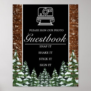 Black Snowy Wood & Forest Photo Book Weduwen Sign Poster