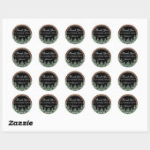 Black Snowy Wood Forest Pine Verjaardag Dank u Ronde Sticker (Vel)