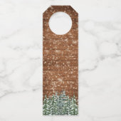 Black Snowy Wood & Forest Pine Verjaardag Flessenhanger (Achterkant)