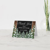 Black Snowy Wood & Forest Pine Weddenschap Bedankkaart (Voorkant)