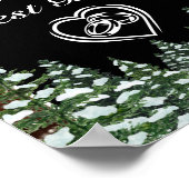 Black Snowy Wood & Forest Pine Weddenschap Poster (Hoek)