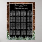 Black Snowy Wood Forest Seating Chart 16 Tables Poster (Voorkant)