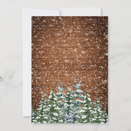 Black Snowy Wood & Forest Wedding Jubileum Kaart (Achterkant)