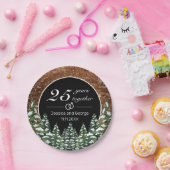 Black Snowy Wood & Forest Wedding Jubileum Papieren Bordje (Feest)