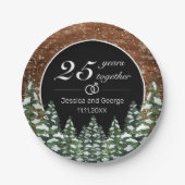 Black Snowy Wood & Forest Wedding Jubileum Papieren Bordje (Voorkant)