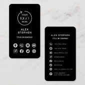 Black Social Media Modern Logo Visitekaartje (Voorkant / Achterkant)
