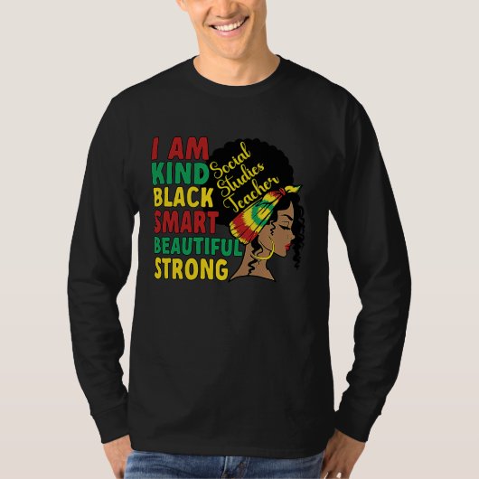 Black Social Studies Teacher African American Mela T-shirt (Voorkant)
