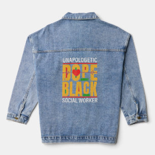 Black Social Worker Social Work Grafisch Denim Jacket