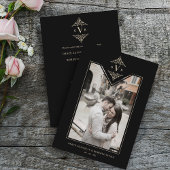 Black Sophisticate Flourish Chic Golden Initialen Kaart