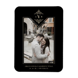 Black Sophisticate Flourish Chic Golden Initialen Magneet