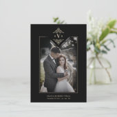 Black Sophisticate Flourish Chic Golden Initials Bedankkaart (Staand voorkant)
