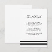Black Sophisticated Stripes Wedding Guest Details Informatiekaartje (Voorkant / Achterkant)