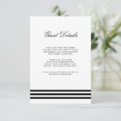 Black Sophisticated Stripes Wedding Guest Details Informatiekaartje (Staand voorkant)