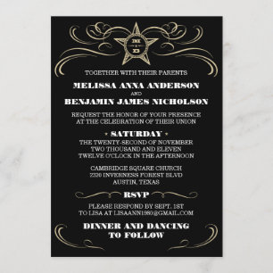 Black Southern Style Wedding-uitnodigingen Kaart
