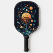 Black Space Planet Design Modern Monogram Pickleball Paddle (Achterkant)