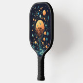 Black Space Planet Design Modern Monogram Pickleball Paddle (Links)