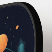 Black Space Planet Design Modern Monogram Pickleball Paddle (Links Detail)