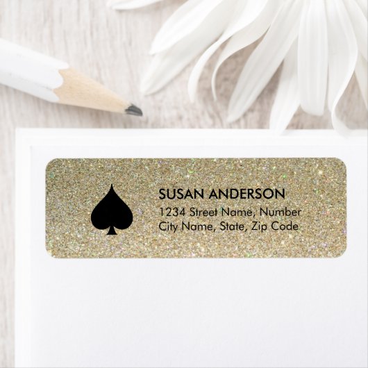 Black Spade Glitter Retouradres Label (Insitu)