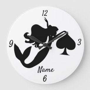 Black Spade Mermaid Silhouette Thunder_Cove Grote Klok