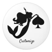 Black Spade Mermaid Silhouette Thunder_Cove  Keramische Knop (Voorkant)