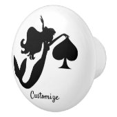 Black Spade Mermaid Silhouette Thunder_Cove  Keramische Knop (Rechts)