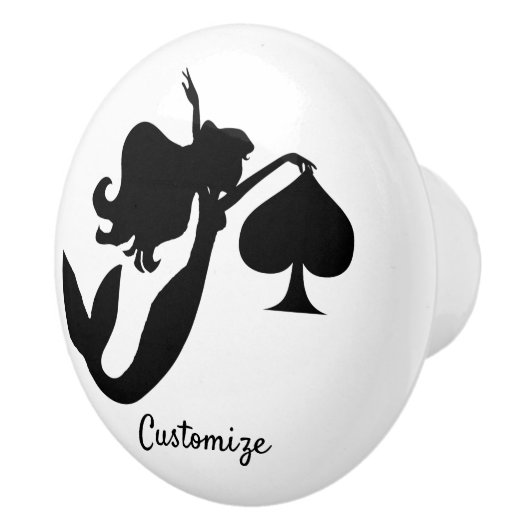 Black Spade Mermaid Silhouette Thunder_Cove  Keramische Knop (Rechts)