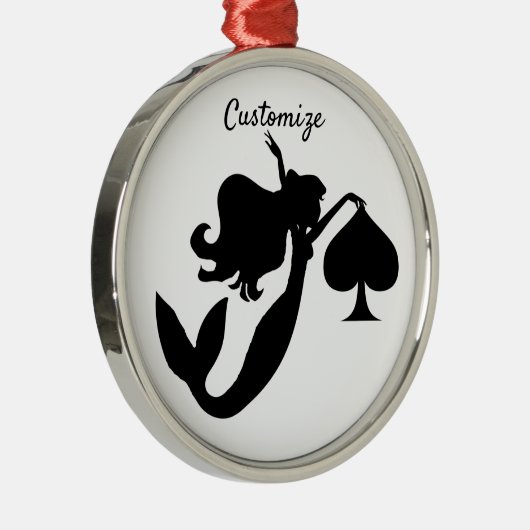 Black Spade Mermaid Silhouette Thunder_Cove Metalen Ornament (Rechts)