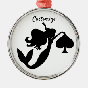 Black Spade Mermaid Silhouette Thunder_Cove Metalen Ornament