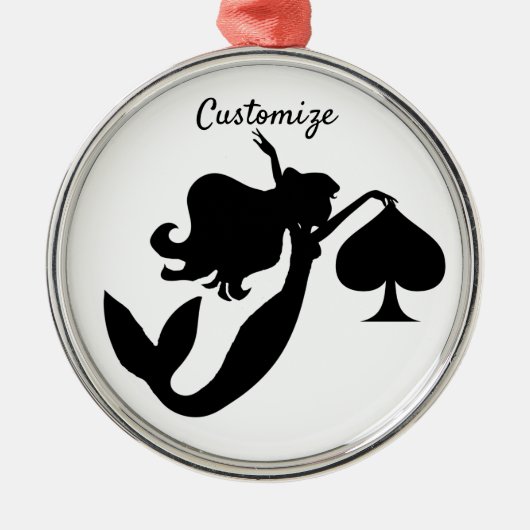 Black Spade Mermaid Silhouette Thunder_Cove Metalen Ornament (Voorkant)