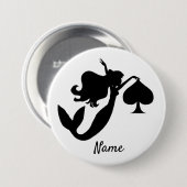 Black Spade Mermaid Silhouette Thunder_Cove Ronde Button 7,6 Cm (Voorkant /achterkant)