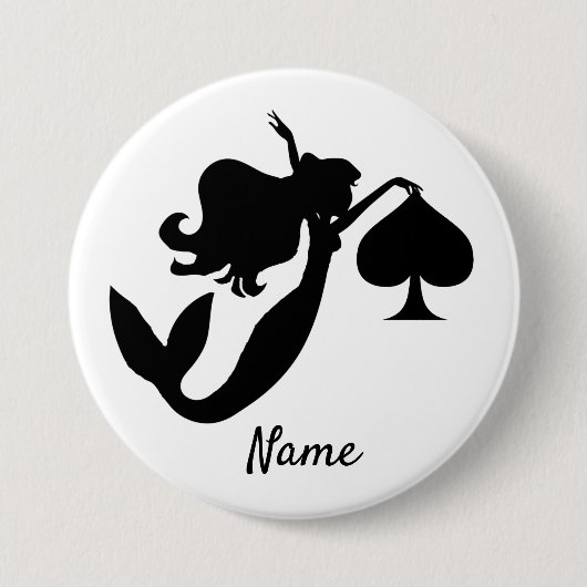 Black Spade Mermaid Silhouette Thunder_Cove Ronde Button 7,6 Cm (Voorkant)