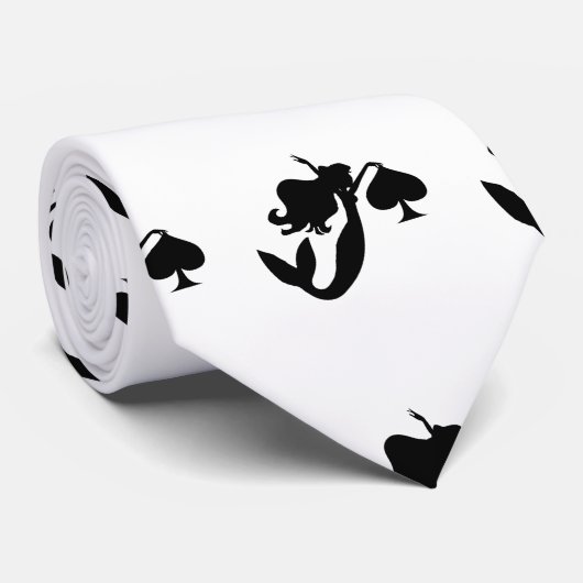 Black Spade Mermaid Silhouette Thunder_Cove Stropdas (Opgerold)